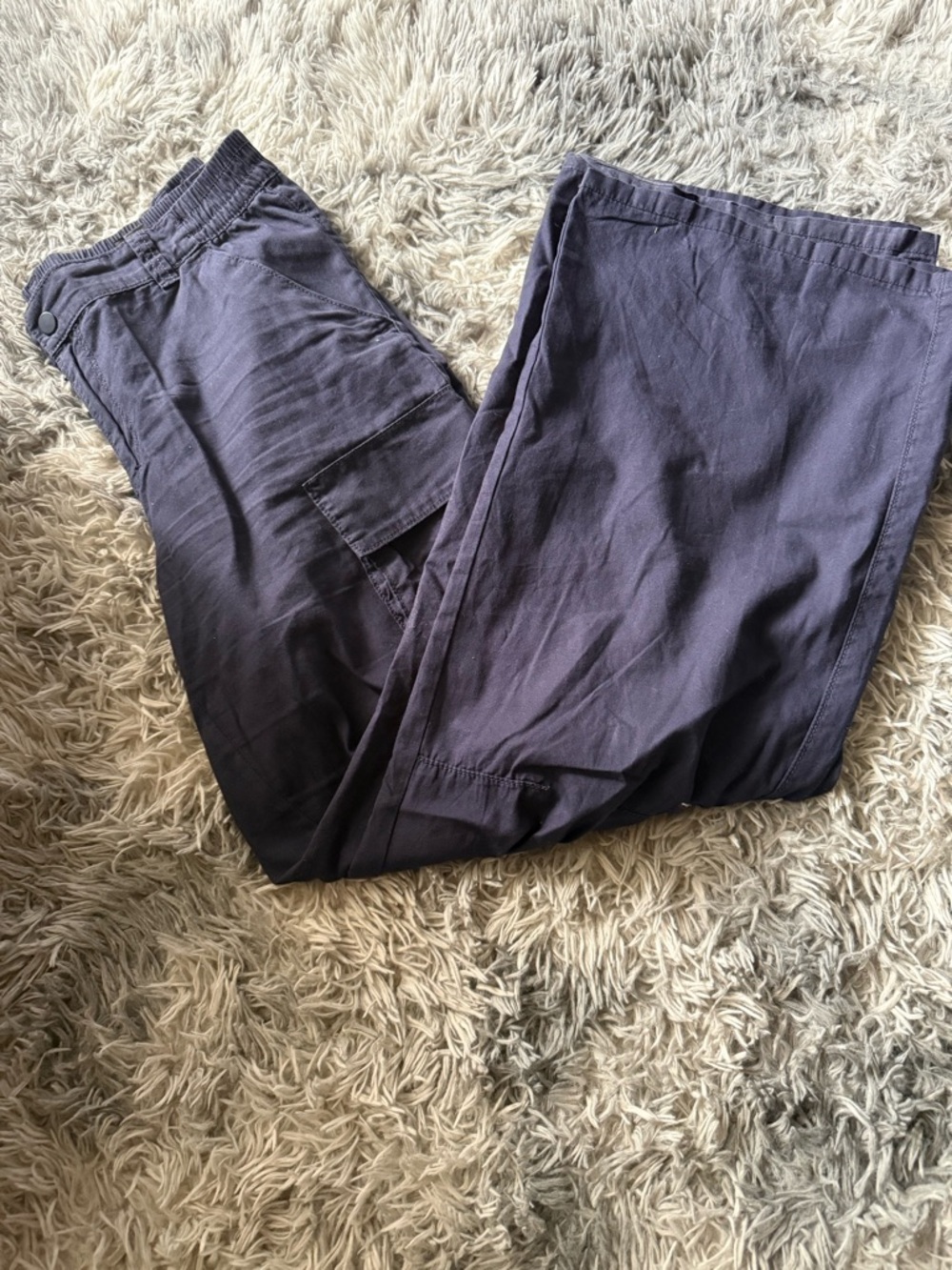 H&M Women's Navy Cargo Pants with Elastic Waist